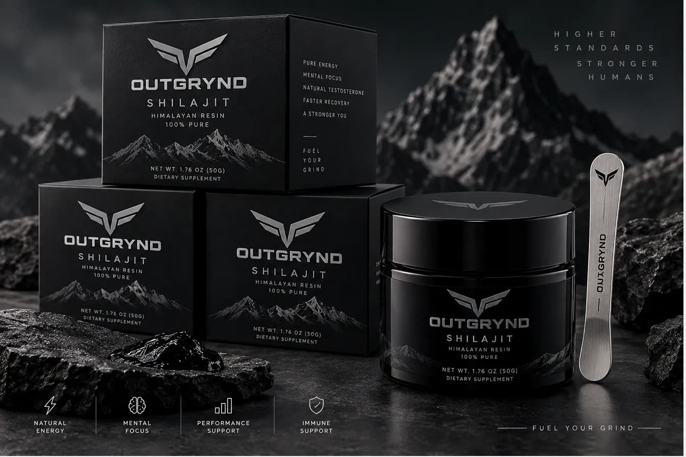 OUTGRYND Shilajit resin, 50 g jar with measuring spoon and cartons
